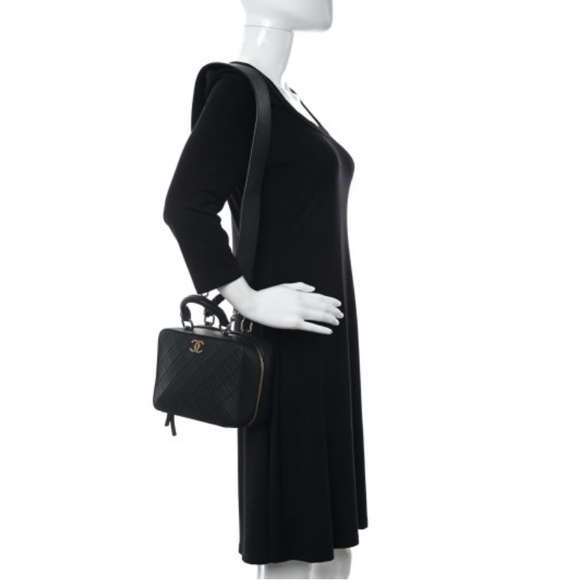 ❌SOLD ❌Chanel Black Leather Box double Zippy Bag - Picture 14 of 15